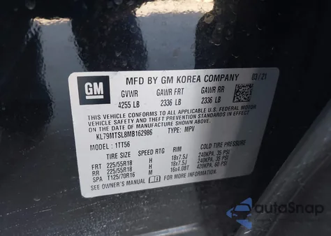 2021 Chevrolet Trailblazer Fwd Rs из США, поврежденный, VIN KL79MTSL8MB162986